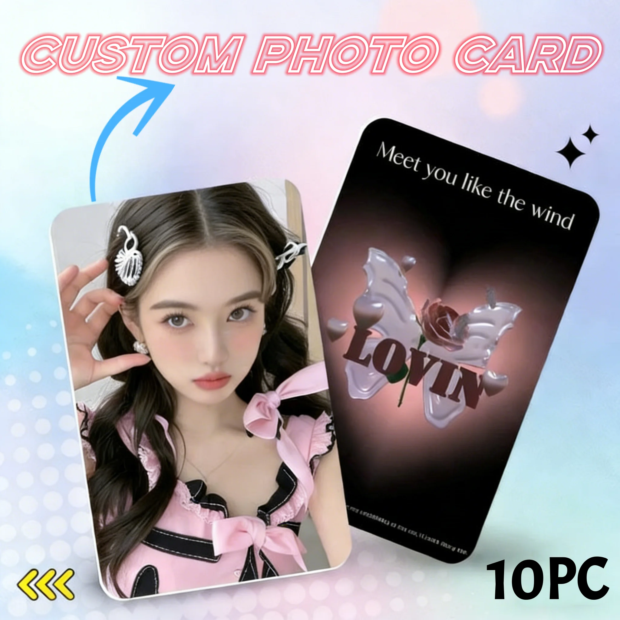 10Pcs Custom PHOTO Aluminum Metal Card Name Logo DIY Personalize Portable Card Fans Card Gift Printing Office Supplies Wholesale