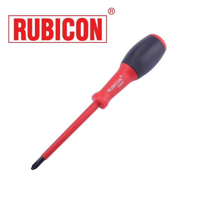 Japan Rubicon Insulated Screwdriver VDE1000V Phillips PH0/1/2 Flat Head 2.5/3.0/3.5/4.0/5.5/6.5mm Driver