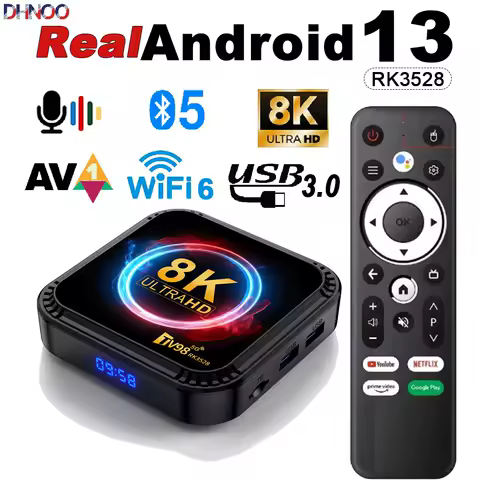 Android TV Box 4K 8K HD Real Android 13 TV98 RK3528 Dual WiFi 6 Bluetooth 5.0 Voice Remote 32GB 64GB Media Player Smart TV Box