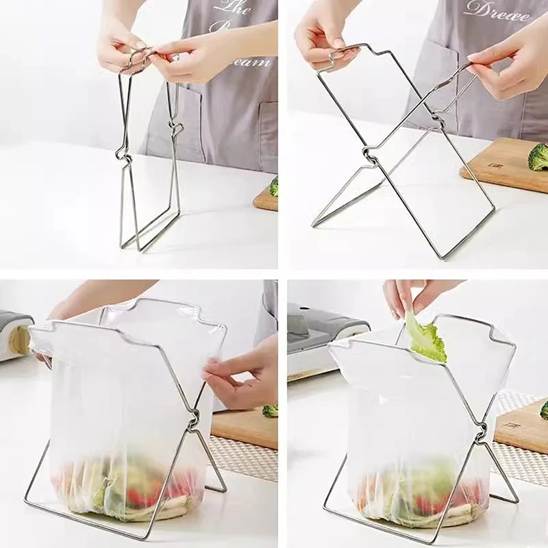 Outdoor Household Garbage Rack Foldable Kitchen Debris Storage Rack Multifunctional Kitchen Fresh-keeping Bag Holder