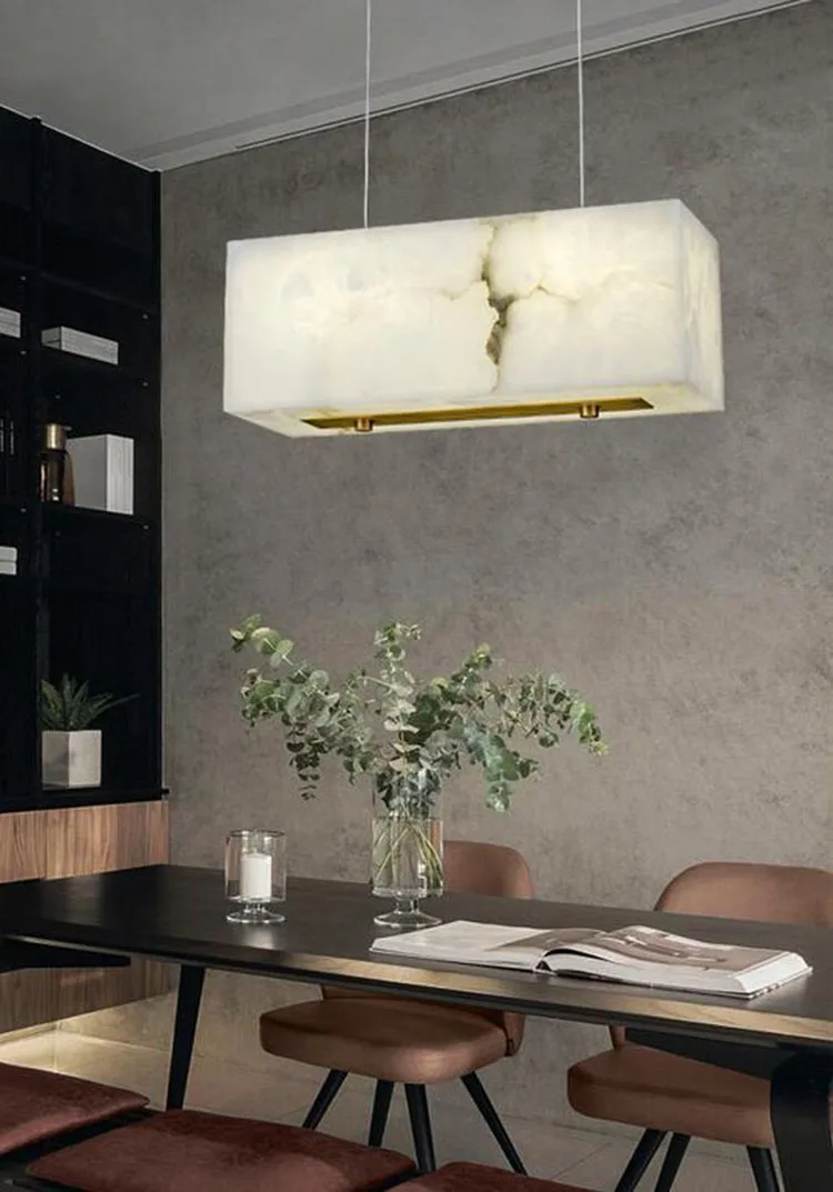 

BOSSEN Chain Style Luxury Chandelier Pendant Light Dimmable with Marble Shade Luster Hardware for Living Room Villa Hotel