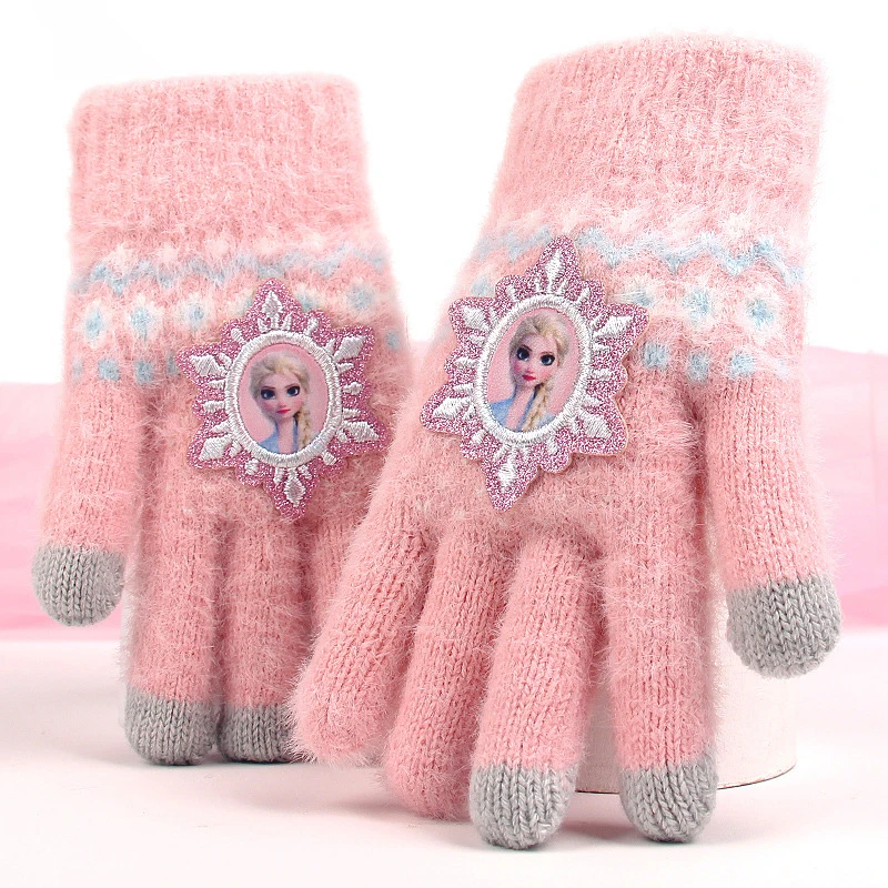 

New Cartoon For Elsa Princess Gloves Five-Finger Children's Gloves Winter Warmth Girls' Toddler Separate-Finger Cute Gift