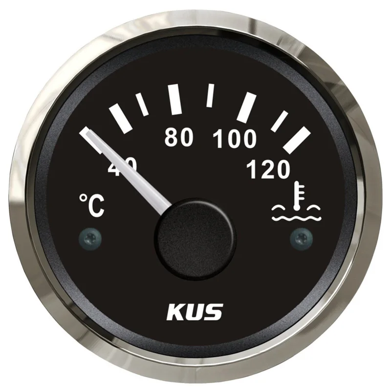 KUS 52mm Pointer Water Temp Gauges 40-120℃ Water Temperature Meters 287.4~22.4ohm with Red Yellow Backlight for Auto Boat Truck