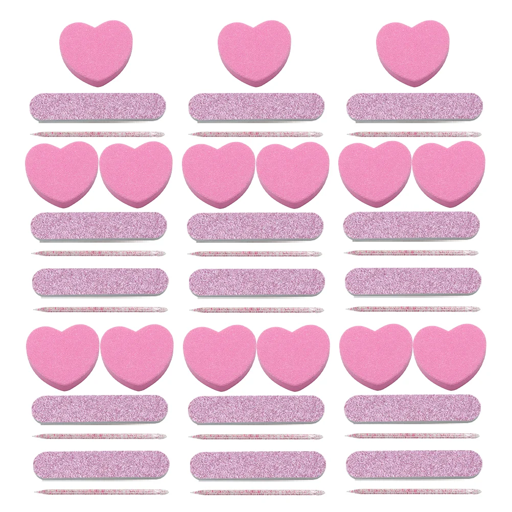 20 Sets Nail Kit File Buffering Files Pedicure Heart-shaped Manicure Sticks Blocks Sponge Fingernail