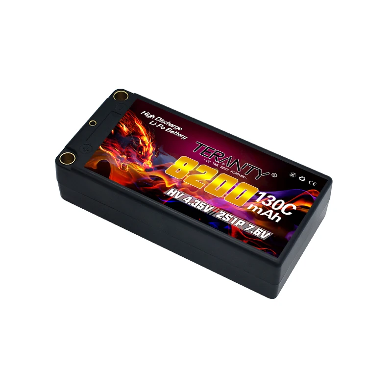 TERANTY 7.6V 8200mah 130C/260C With 5.0mm Bullet See Through for 1/10 RC Car Race Car Parts 2S Shorty LiHV Rechargable Battery