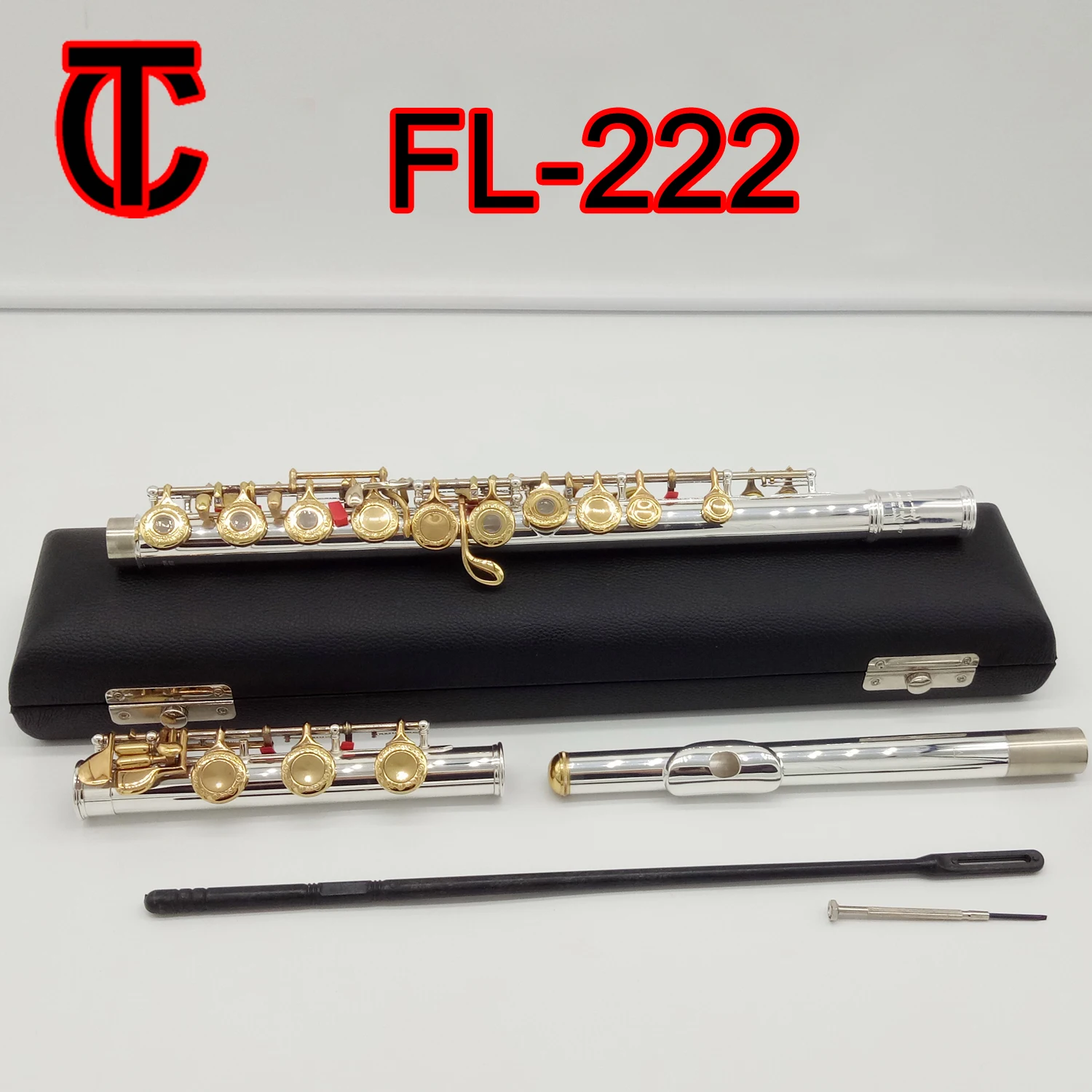 Music Fancier Club Professional Flute 222 Engraving Hand Carved Keys Gold Plating Flutes B Leg Open Holes 17 Gold Keys