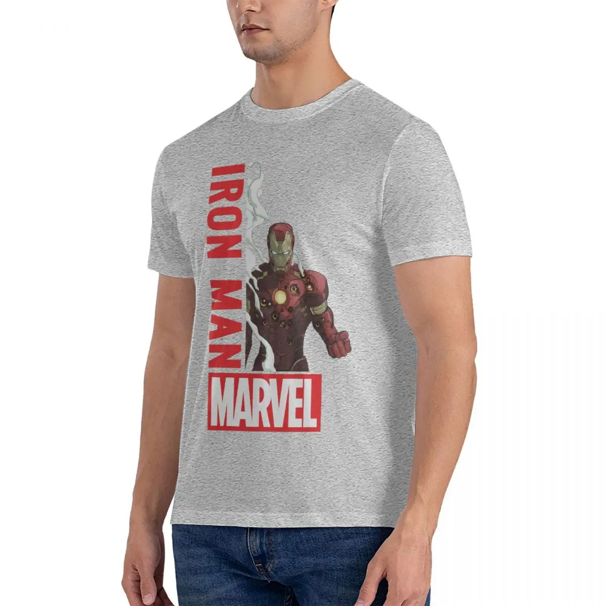 Men T-Shirts Logo Novelty Cotton Tees Short Sleeve Marvel Iron Man Film T Shirts Round Collar Clothes Graphic image 2