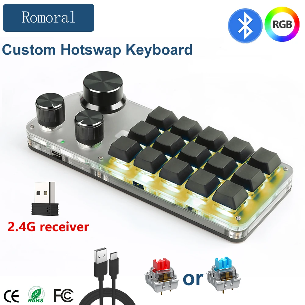 

Numpad Programming Mechanical Knob Macropad Hot Swappable Keyboards Bluetooth Custom RGB Keyboard For Gaming Photoshop Keypad