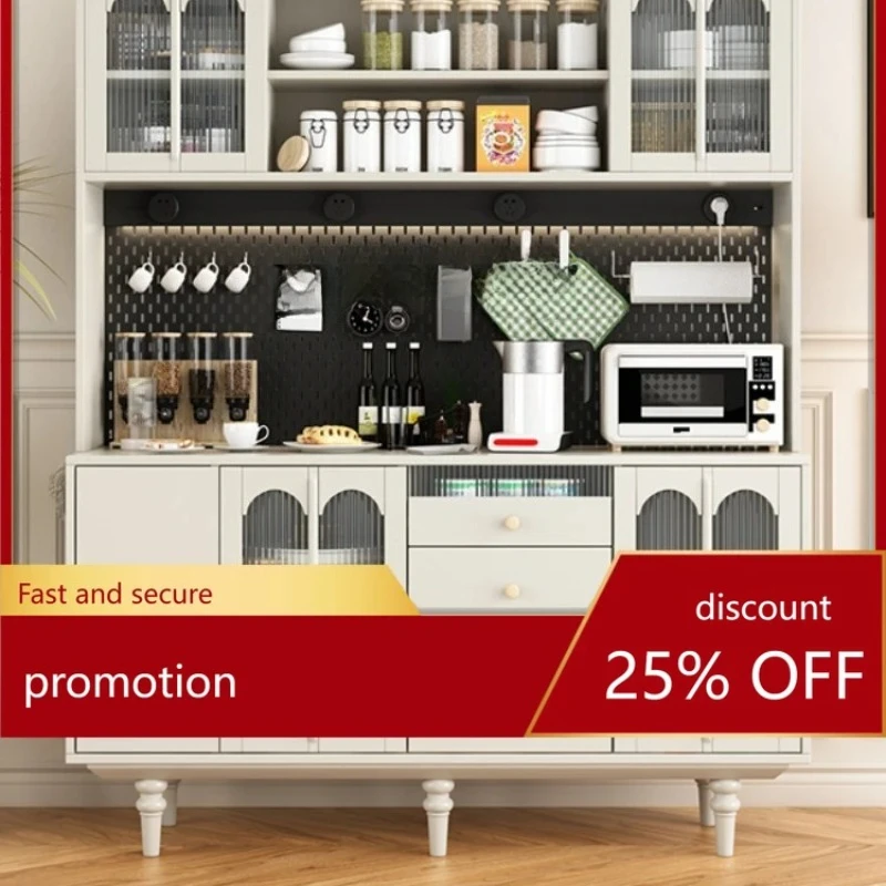 Retro Solid Wood Sideboard Cabinet Wire-Wrap Board Integrated High Cabinet Storage Cherrywood