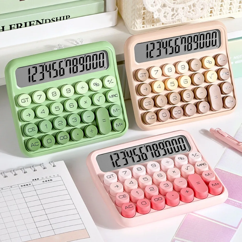 

Mechanical Buttons Retro Typewriter Calculator Stationery Easy To Use Vintage Gradient Color Calculator 12 Digit Large Screen