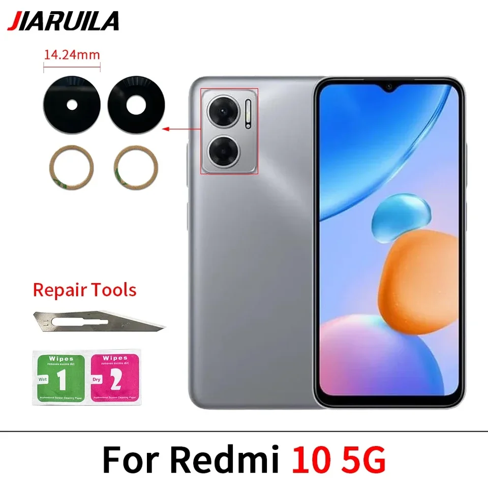 Nuevo vidrio de cámara trasera con pegatina para Redmi 13C, 13, A1, A2, A3, 10, 5G, 10A, 12, 4G, 5G, 12C, 12 Lite 3