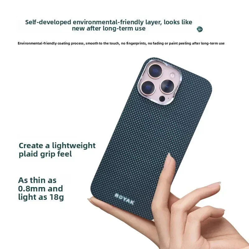 เคสโทรศัพท์มือถือสำหรับ Apple 14-16 ทำจากใยเคฟลาร์อะรามิด เรียบง่ายและทันสมัย รุ่น R-ROYAK S-Songqing เหมาะสำหรับ