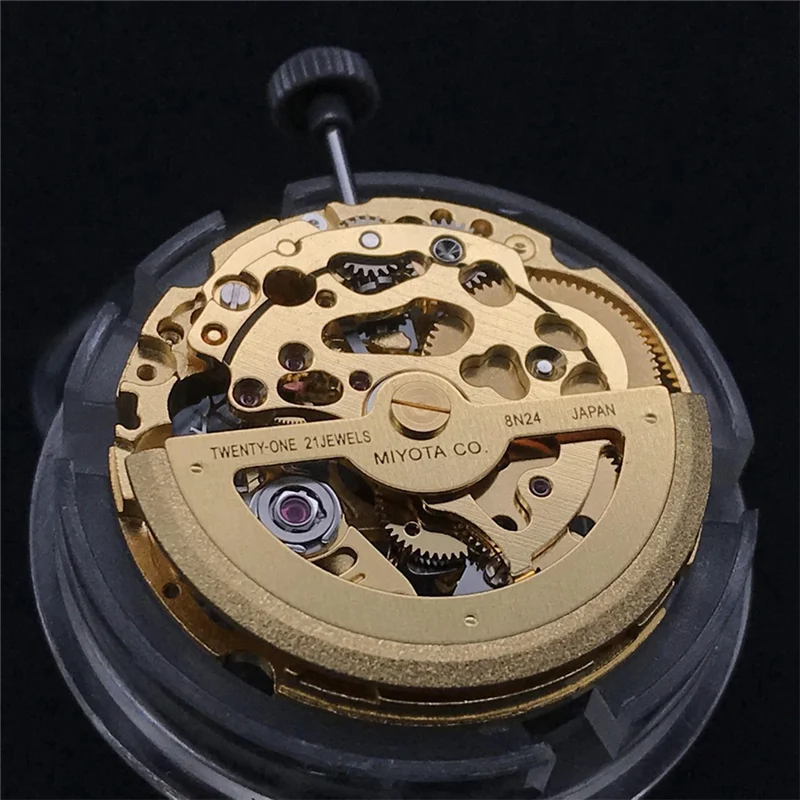 B66C Gold 8N24 Mechanical Movement Miyota 21 Jewels Skeleton Automatic Movement