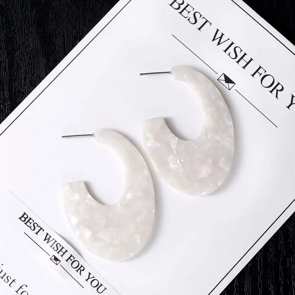 VIVILADY  Fashion New Design C Shape Hoop Earrings For Women Variety Acrylic Simple Vintage Boho Jewelry Party Gifts Wholesale