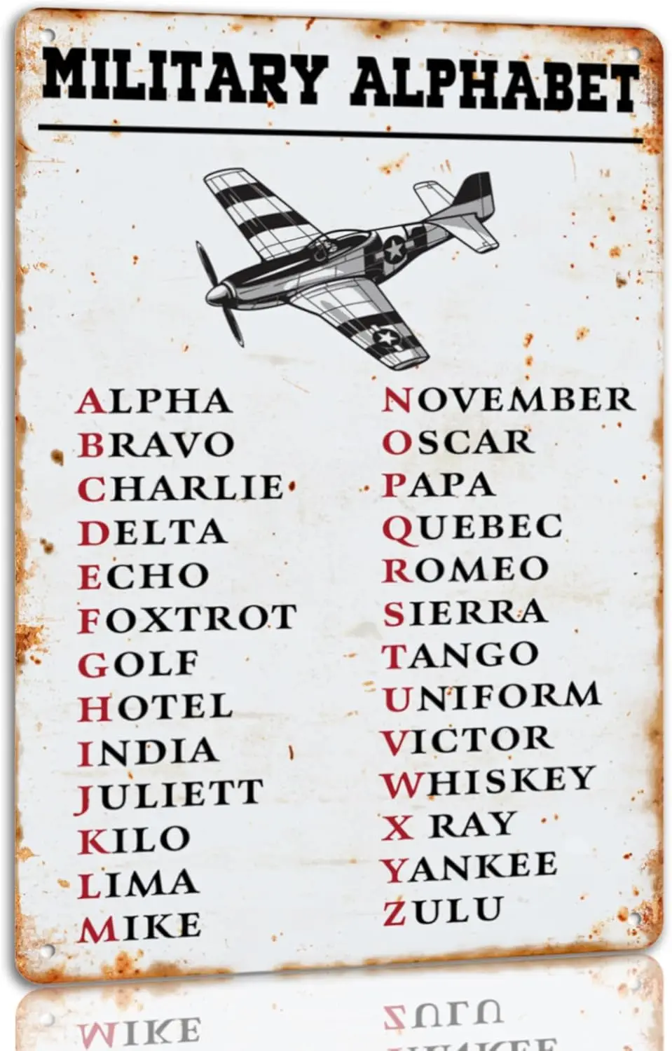 Military Alphabet Tin Sign Vintage Pilot Code Metal Signs Funny Military Wall Decor For Bar Garage Club 8x12 Inches sign