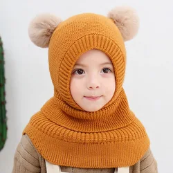 2-6 Years Old Boy Girl Winter Hat, Kids Earflap BONNET with Scarf, Toddler Fleece Beanie Cap Balaclava