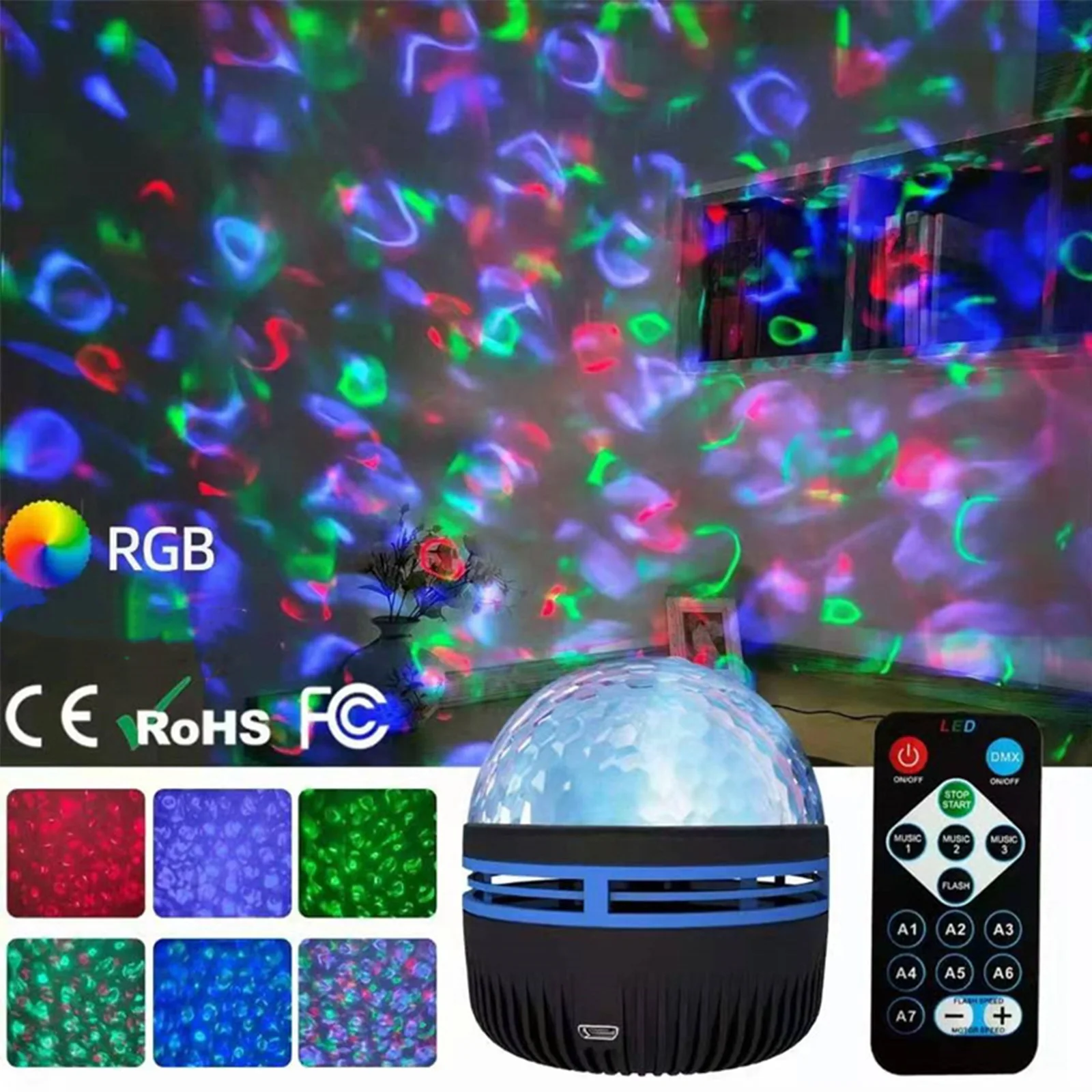 

Northern Projection LED Night Light Remote Control Aurora Ocean Wave Projection Lamp RGB Colorful Kids Gift for Home Party KTV