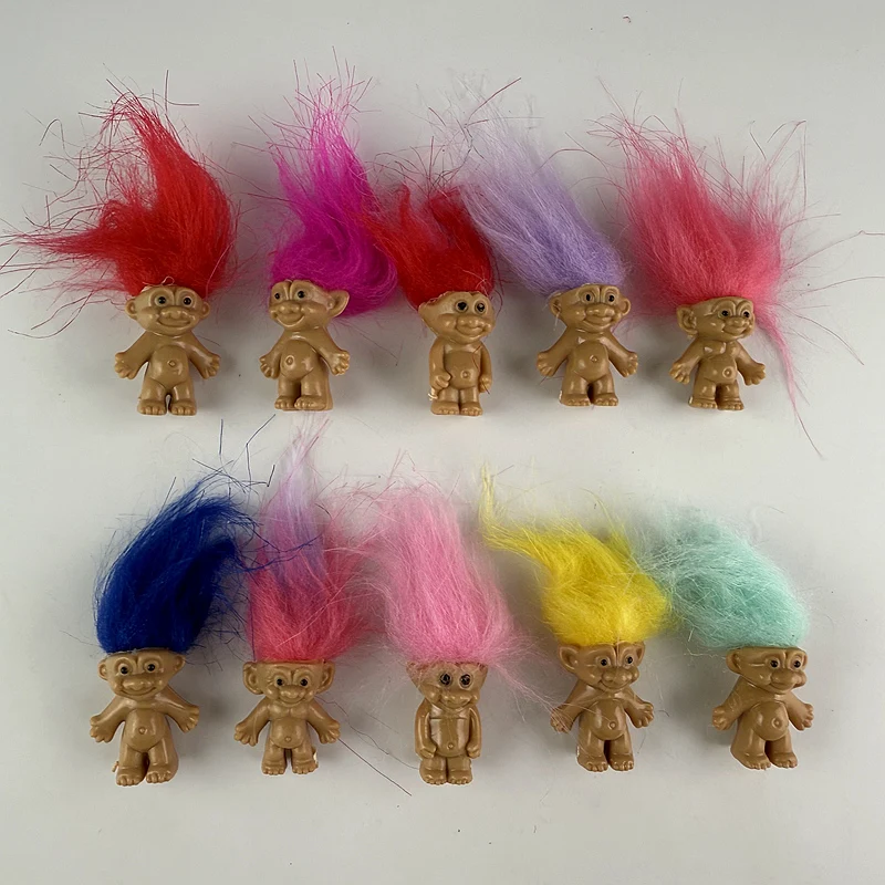 5/10Pcs Trolls Dolls Mini toys Anime Action Figure Colorful Hair Family Members Models Collection Kids Toys Gift Nostalgic