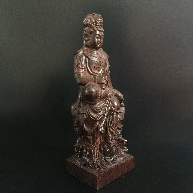 Hand-Cast Premium Metal Guanyin Bodhisattva Statue - 8.7