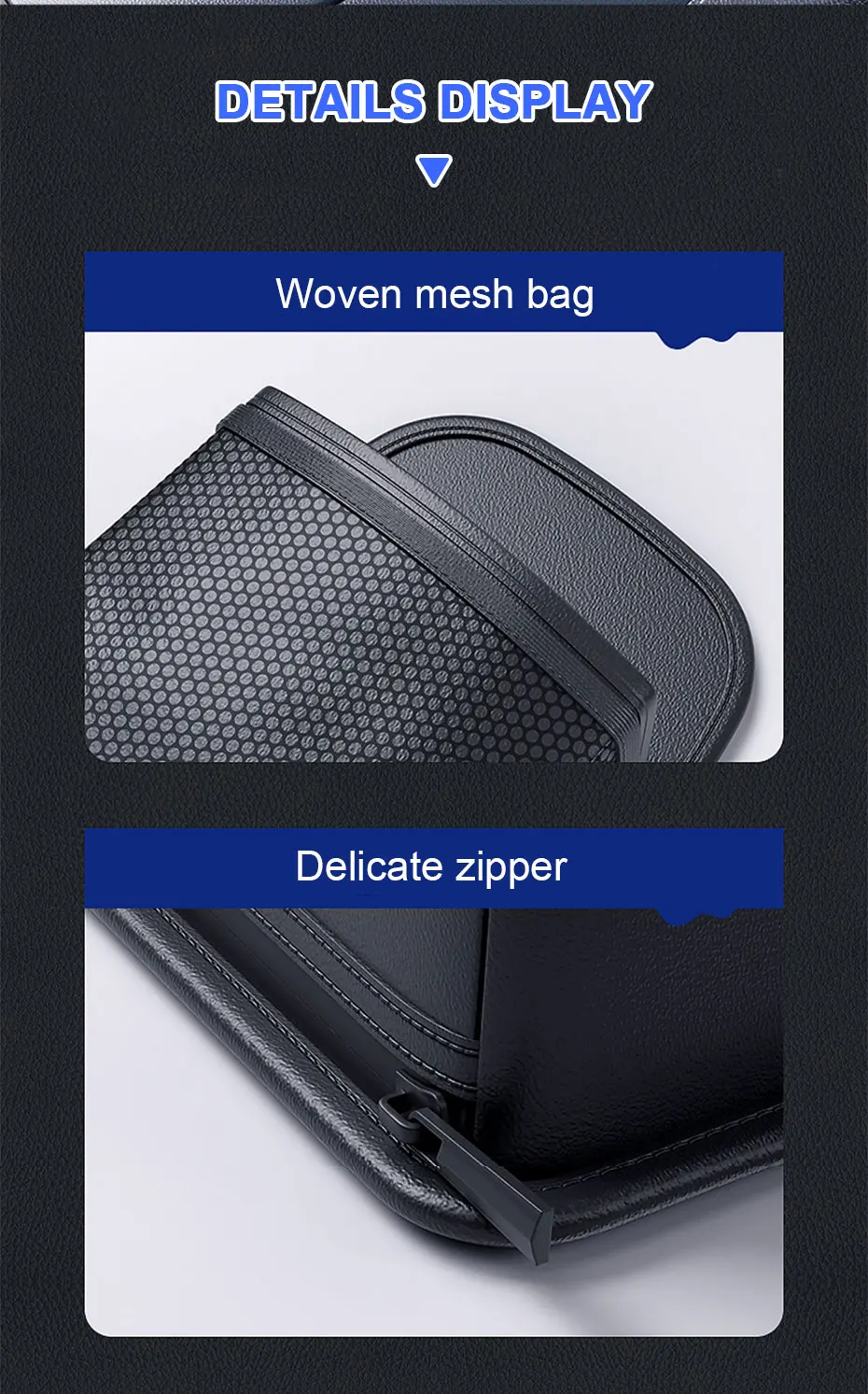SEAMETAL Autositz-Seiten-Aufbewahrungstasche, Autositz-Hänge-Organizer, multifunktionale Autositzbox für Taschentücher, Telefonschlüssel, Zubehör – Detail 6