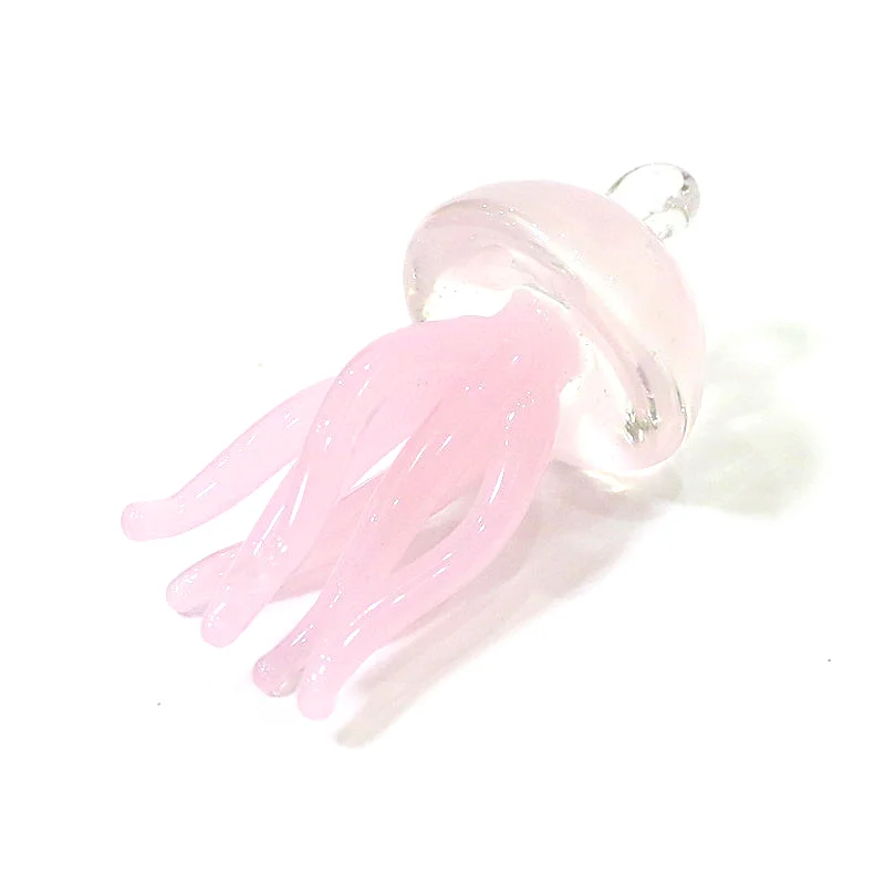 Pink Jellyfish Glass Pendant Cute Marine Animal Charm Ornaments For Home Aquarium Garden Hanging Marine Life Decor Accessories