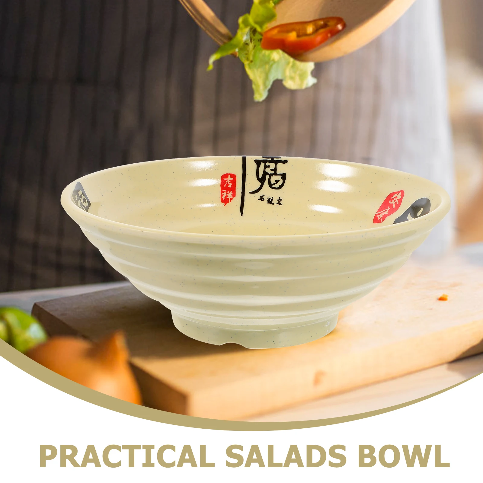

Melamine Bowls Large Capacity Ramen Food Mixing Serving Tableware Ideal Size Smooth Edges Kitchen Barware