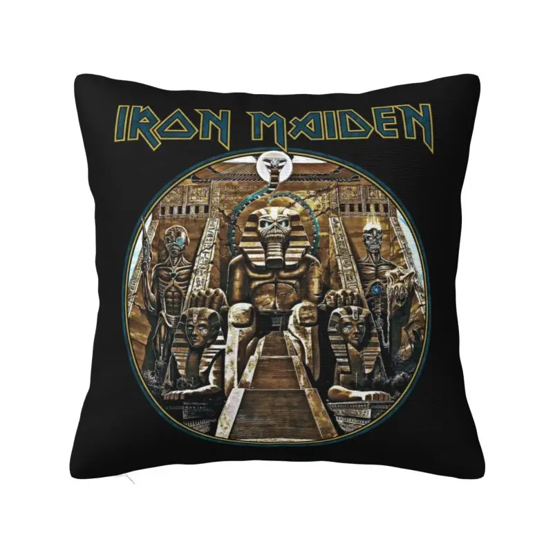 Custom Nordic Style Heavy Metal Maidens Rock Roll Iron Cushion Covers 45x45cm Velvet Throw Pillow Case for Car Square Pillowcase