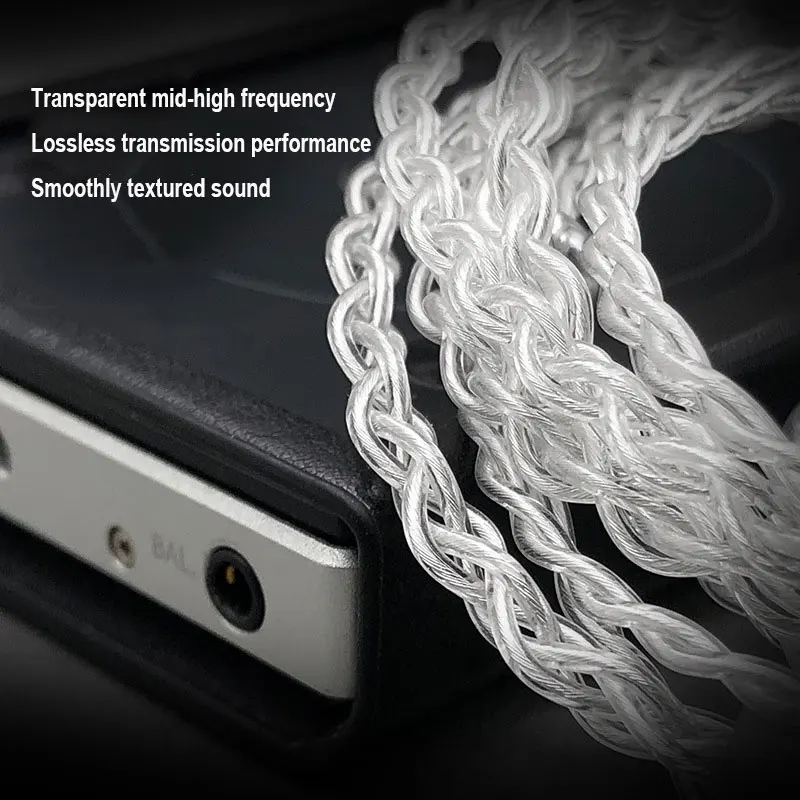 Tiandian-Hifi fone de ouvido cabo, prata pura trançado, cabo de atualização, MMCX, 0.78, A2DC, QDC, TFZ, 3.5, 2.5, 4.4mm, ie900, 99,999%
