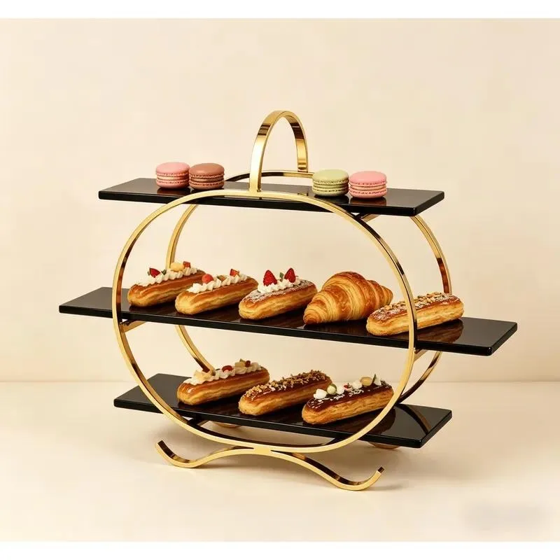 Hot Selling Round 3 Tier Dessert Stand European Style Buffet Cake Display Rack for Banquet Party Wedding Candy Cupcake Holder