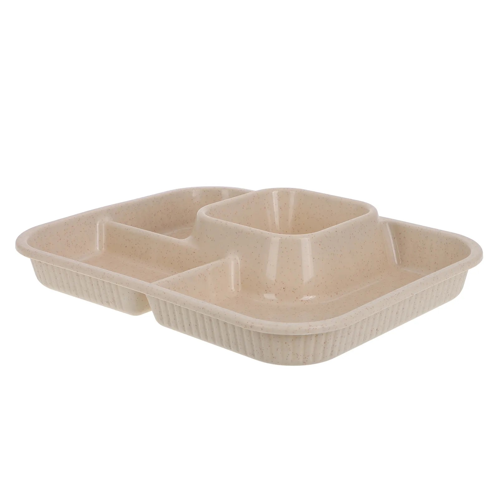 Assiettes à compartiments, plateau de service pour le camping, le déjeuner rapide, le dîner, le petit-déjeuner, beige, 4 compartiments
