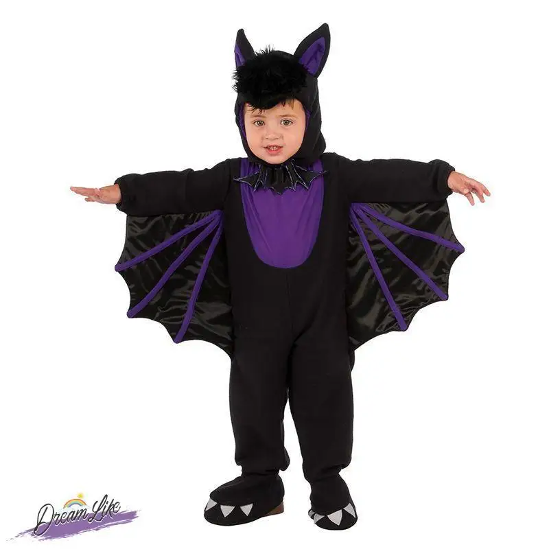 أزياء الهالوين للأطفال الشيطان الأحمر كيب الأرجواني الخفافيش رداء أداء زي بنين بنات طفل Dr up Tailzero H7567