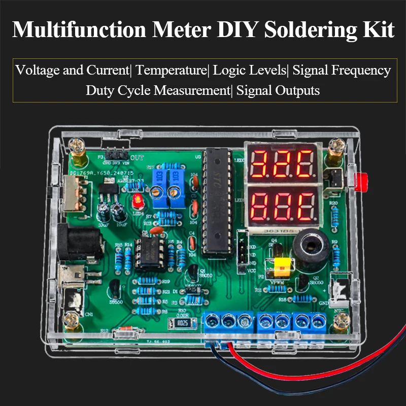 Multi-function Meter DIY Soldering Kit Voltage Current Temperature Measurement PWM Signal Generator Loose Parts