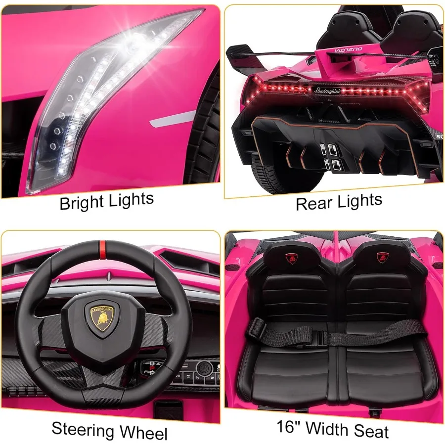 Carro de passeio de 12V, Lamborghini Veneno licenciado por veículo elétrico para crianças, brinquedo de carro alimentado por bateria com controle de pais, porta hidráulica