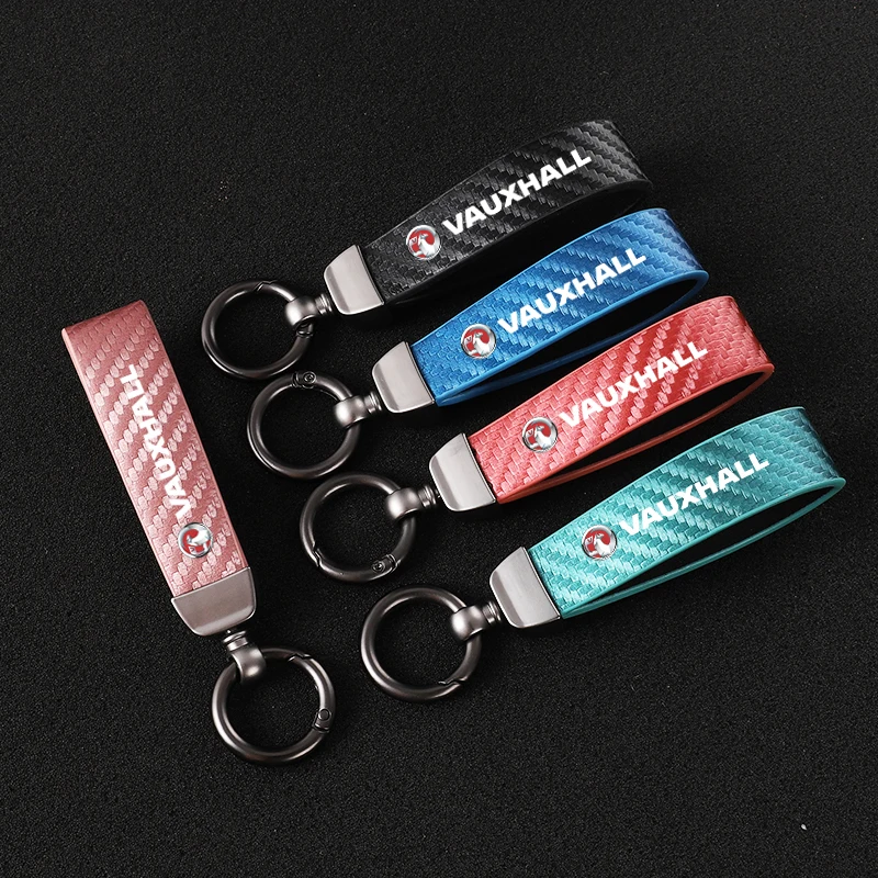 

Car Carbon Fiber Leather Rope Keychain Key Ring for VAUXHALL Car Accessories