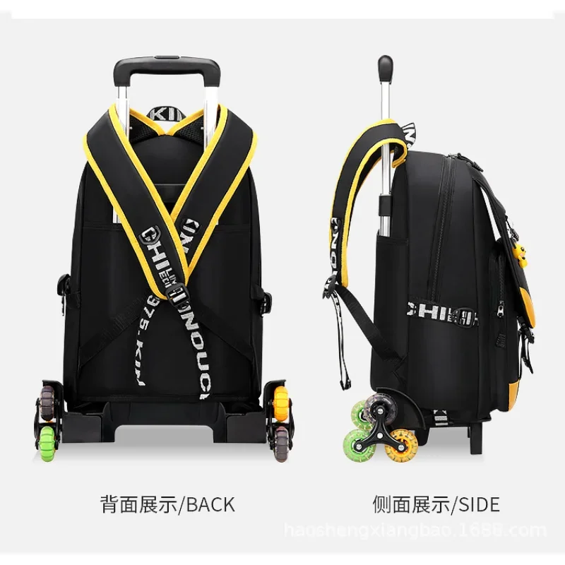 TAKARATOMY Trolley School Bag Students Push and Pull Package Computer Textbook Pack Backpack for Climbing Stairs Holiday Gifts