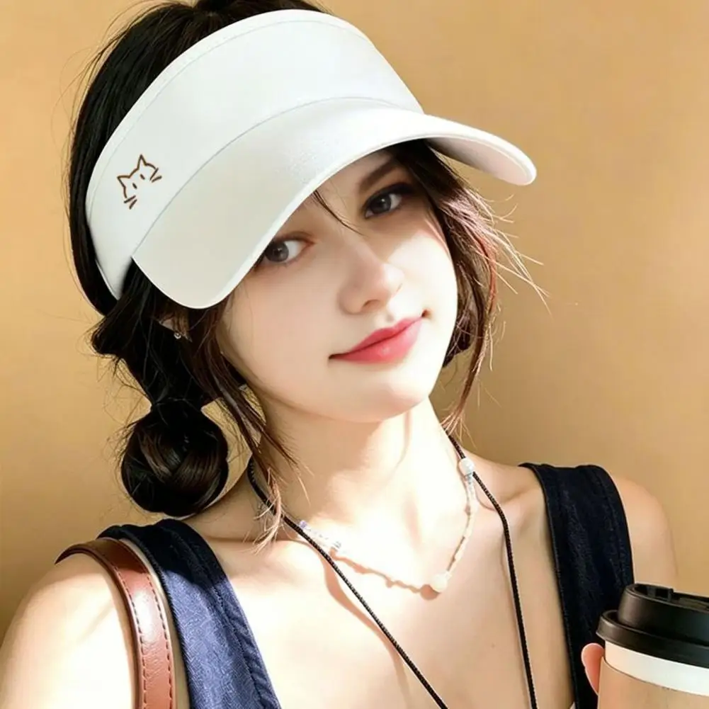 Sunshade Hat for Running Women Sun Visor Hat with Open Top Breathable Wide Brim Cap Uv Protection Headwear for Outdoor Sports