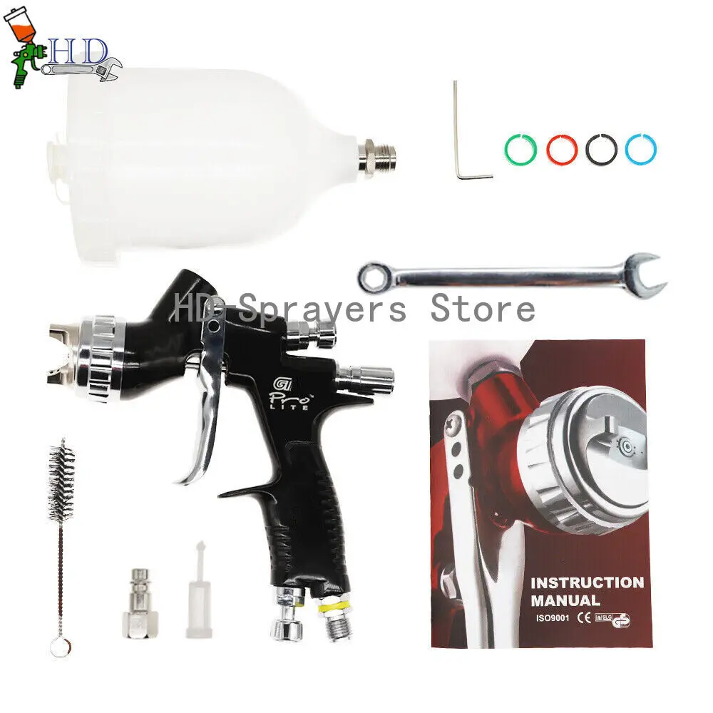 Black Car Spray Gun TE20/T110 1.3/1.8mm Nozzle HVLP PRO Car Paint Tool Pistol 600ml cup