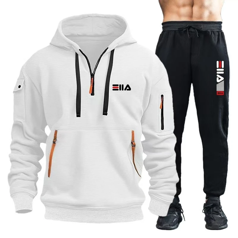 2024 Fashion Sportswear Plus Pants Sweatshirts Fleece Zipper Two Size Men\'s Set Hoodie Tracksuit Piece zipper hoodie S-3XL