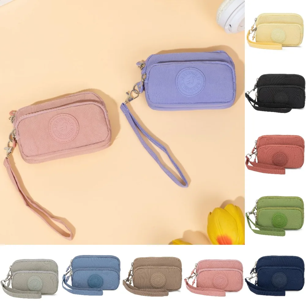 New Waterproof Coin Purse Solid Color Wear-resistant Keychain Wallet with Key Ring Large Capacity Card Holder Coin Bags