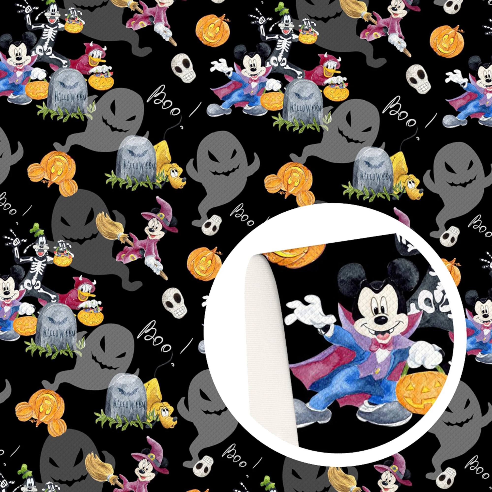 Disney Mickey Mouse Halloween 20*33cm fogli in ecopelle tessuto sintetico per borse per orecchini portafoglio per gioielli con fiocco artigianato