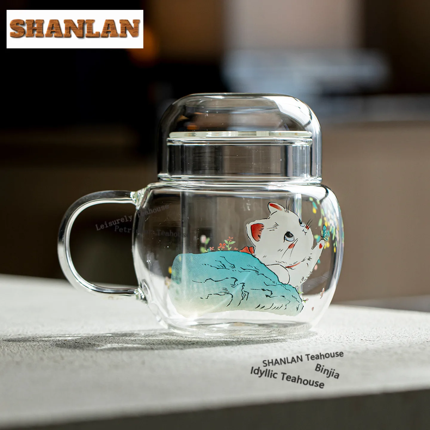 

300ml Cute Cat Glass Filter Tea Separator Cup Luxury Tea Mug with Infuser Household Tea Maker Office Water Cup Tea Items Gift