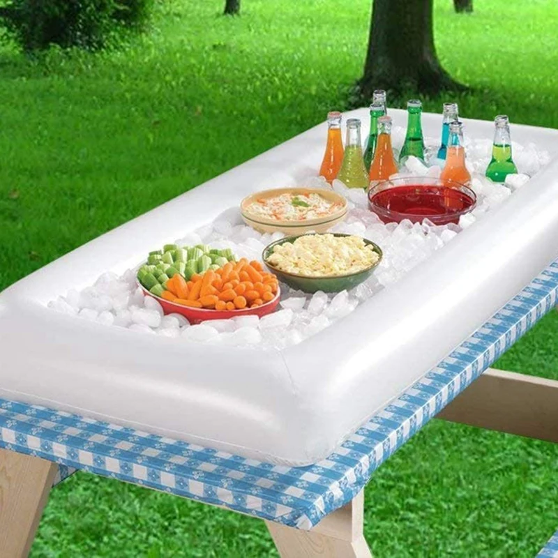 Inflatable Cooler Beer Table Pool Air Mattress Ice Bucket Beverage Tub Serving Salad Bar Tray For Beach Party Supplies