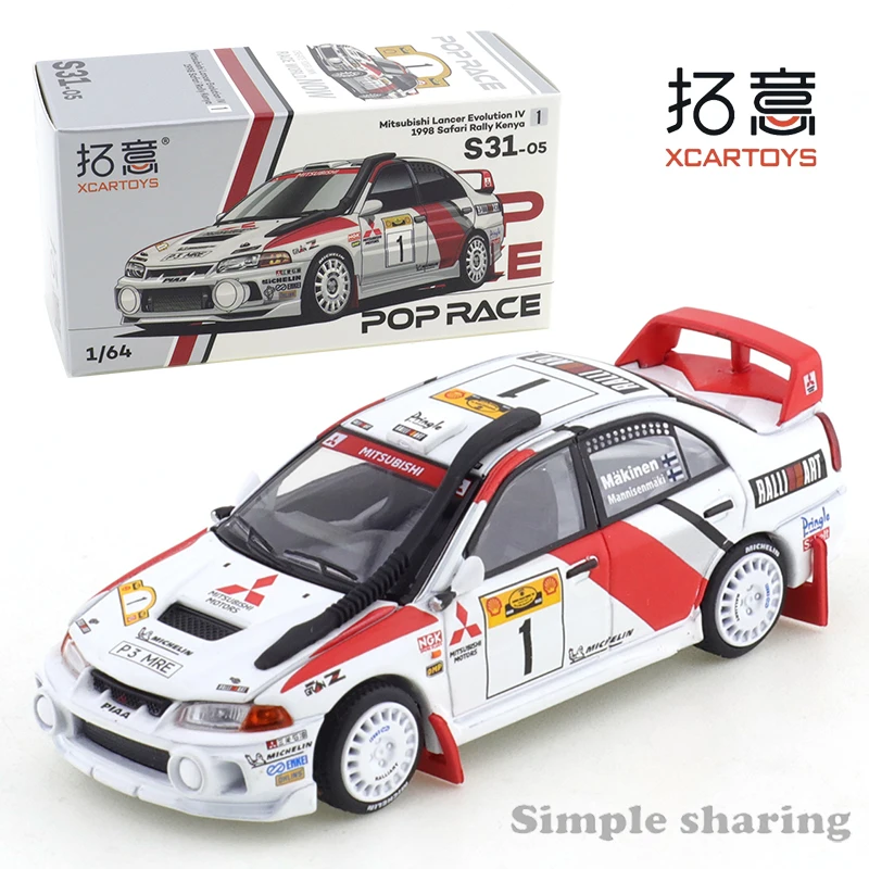 

Xcartoys 1/64 Kids Toys Mitsubishi EVO4 Lancer Rally Championship Car S31-05 Alloy Model (1998) Kids Gift Toys for Boys