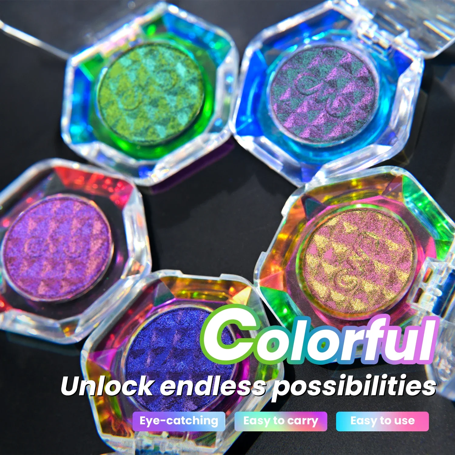 CHARMACY Duochrome Sombra Alto Pigmento Glitter À Prova D 'Água de Longa Duração Profissional Sombra de Olho Prensada Única