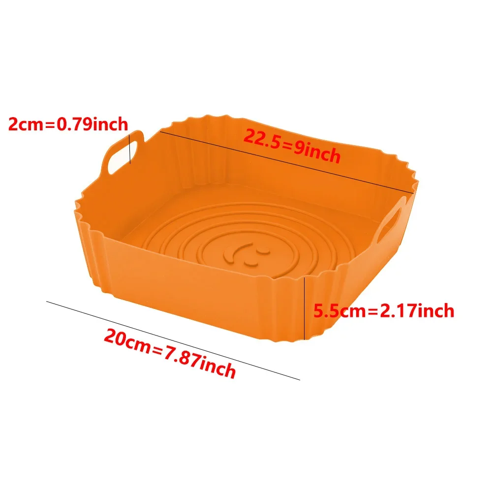 22cm riutilizzabile Airfryer Pan Liner accessori Silicone friggitrici ad aria forno teglia Pizza pollo fritto Airfryer cestello in Silicone