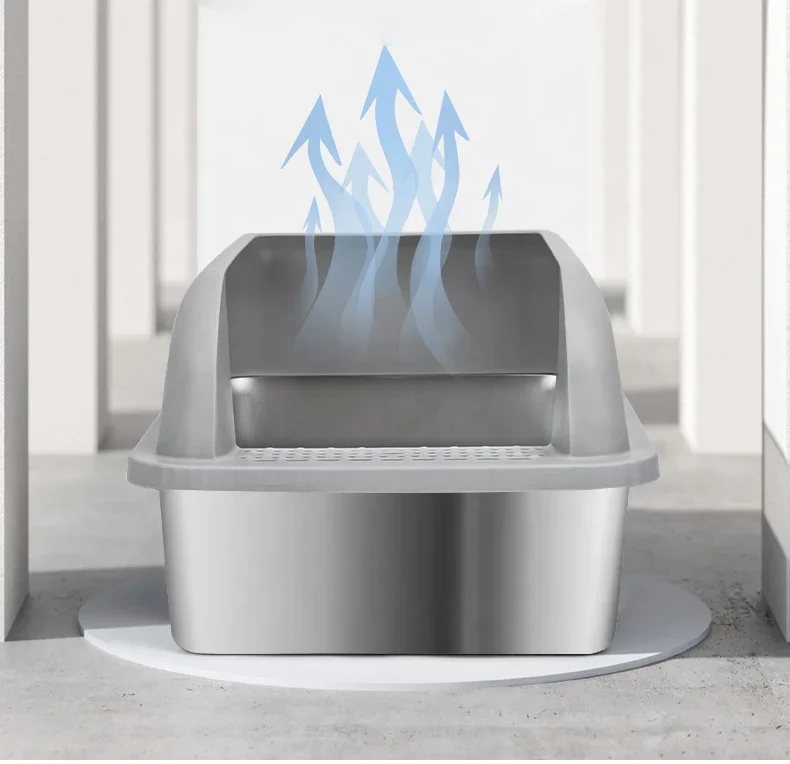 

l # absorbs Odor Stains Rusts Residue Stainless Steel pet Cat Litter Box