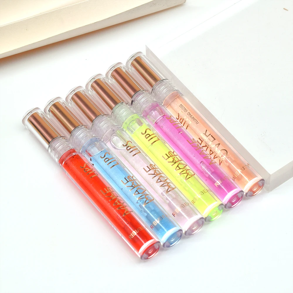 24pcs Cute Watery Lip Oil 6 Colors Set Lip Gloss Woman Longlasting Nonstick Lip Tints Lips Makeup Bulk