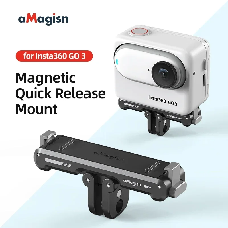 aMagisn For Insta360 GO3 GO3S Magnetic Suction Quick Release Base Bracket Aluminum Alloy Sports Camera Accessories