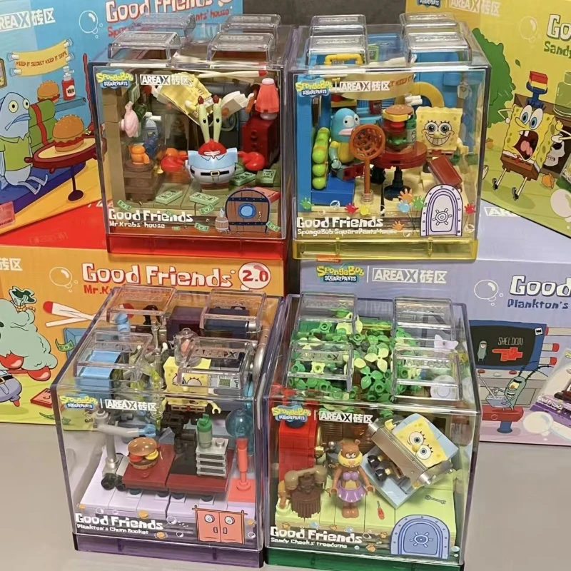 

SEMBO BLOCK, строительные блоки, игрушки, Губка Боб, Патрик, звезда, Красти, краб, кальмар, модель комнаты, кирпичи, настольные украшения, подарок