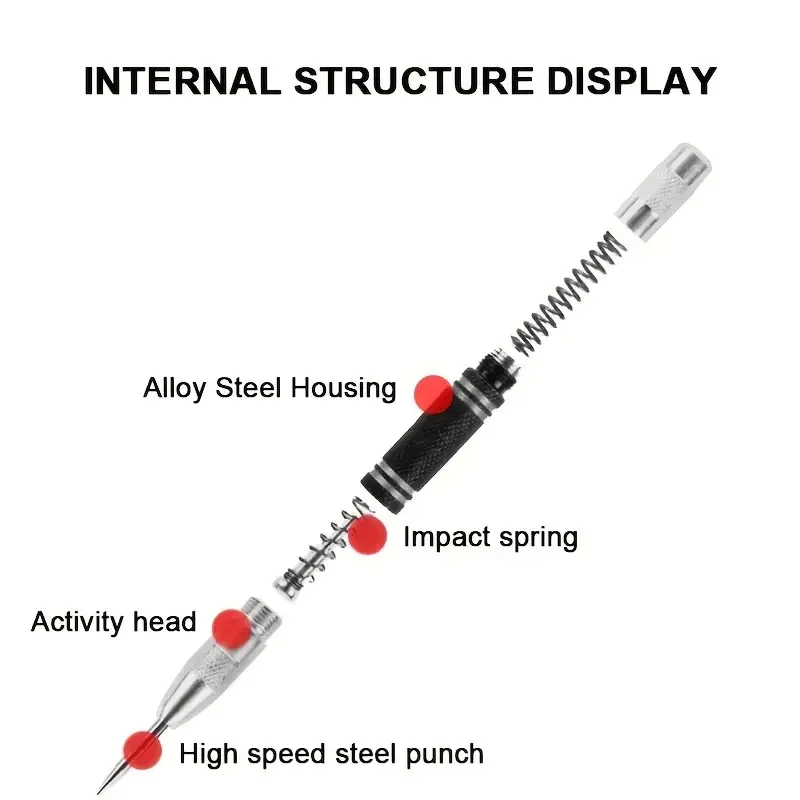 Automatic Center Punch Wood Indentation Mark Woodworking Tool Bit Punch Needle General Adjustable Spring Loaded Metal Drill Tool